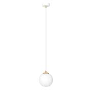 Sospensione Contemporanea Nuada 1 Luce In Acciaio Bianco Sfera Vetro Bianco