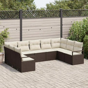 Set di divani con cuscino 9 pcs Marrone polyrattan