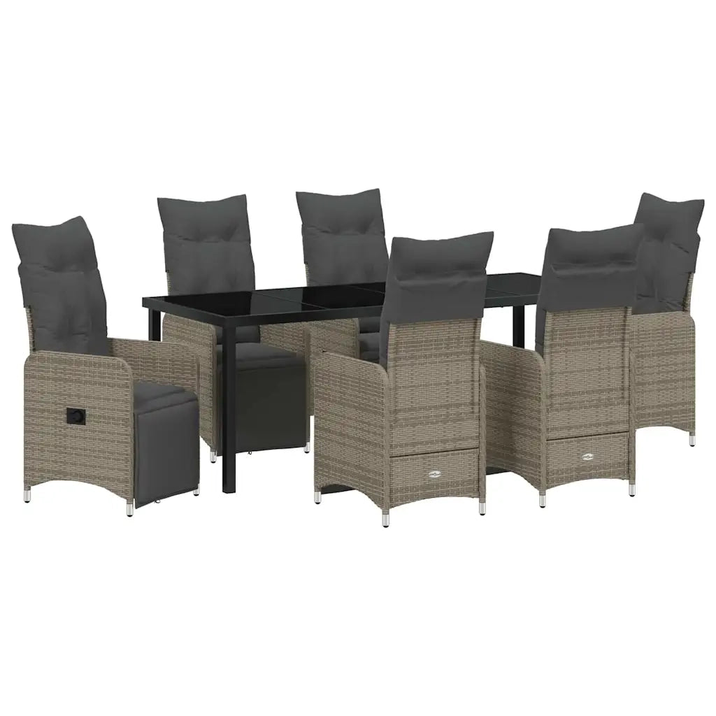 Set da Pranzo per Giardino con cuscino 7 pcs Beige polyrattan 3379686