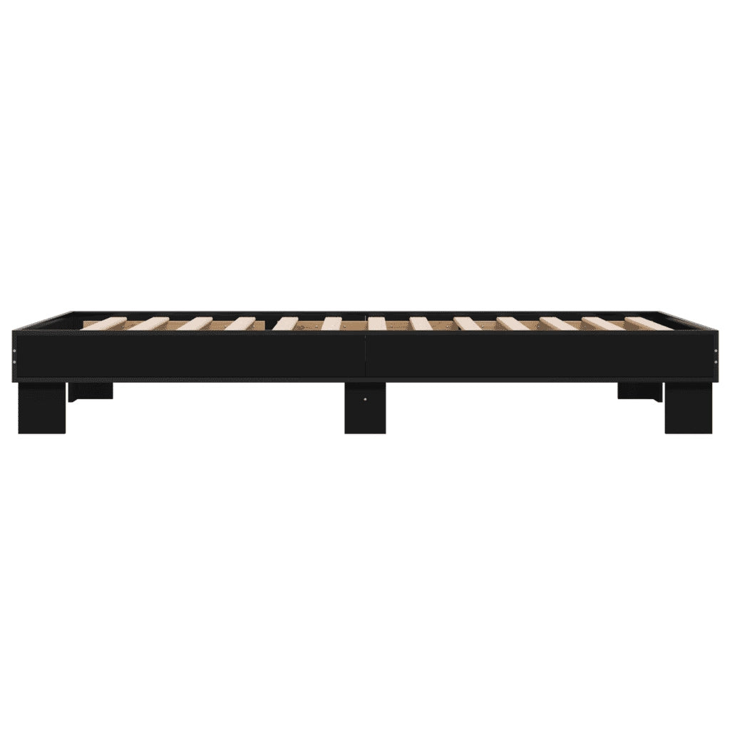 Giroletto-Struttura Letto Nero 75x190 cm in Legno Multistrato e Metallo 854221