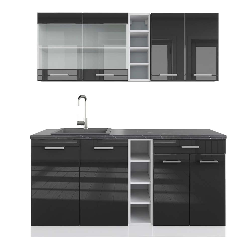 Vicco Cucina completa Antracite lucido/bianco 160 cm , PL Antracite