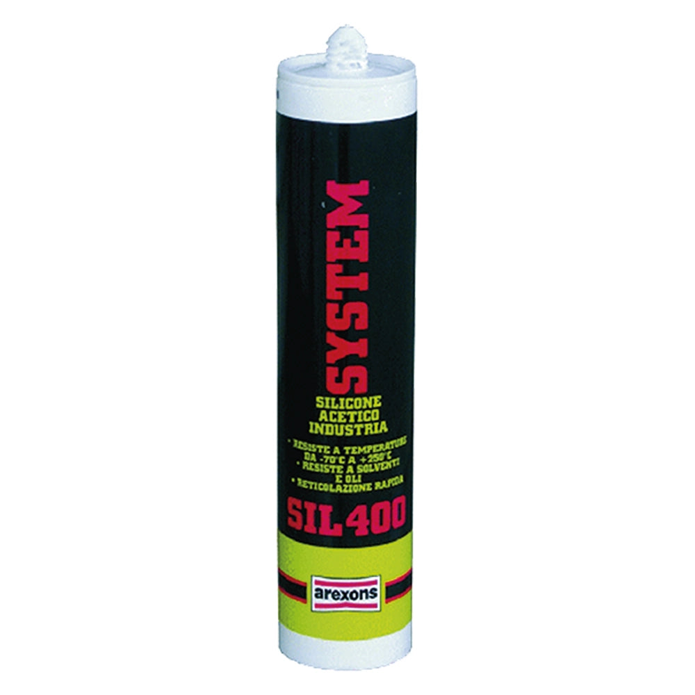 SILICONE ACETICO ALTA TEMPERATURA 'SIL 400' RAL 9005 nero ml 310  - AREXONS