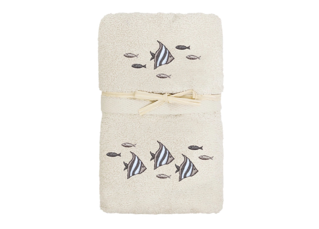 Set Asciugamano Copiola Salvietta Bagno In Spugna 100% Cotone Polinesia - Copiola - Panna