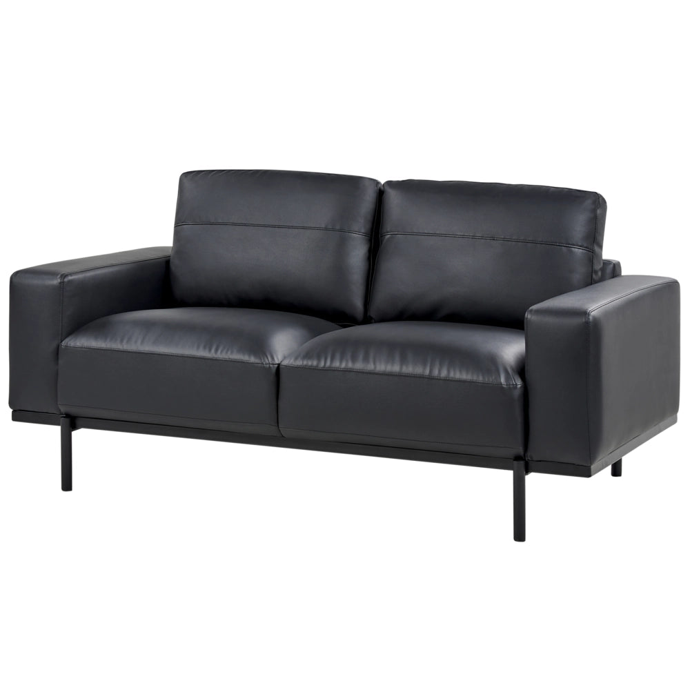Divano nero in ecopelle gambe in metallo 156 x 87 x 72 cm 2 posti divano classico salotto moderno