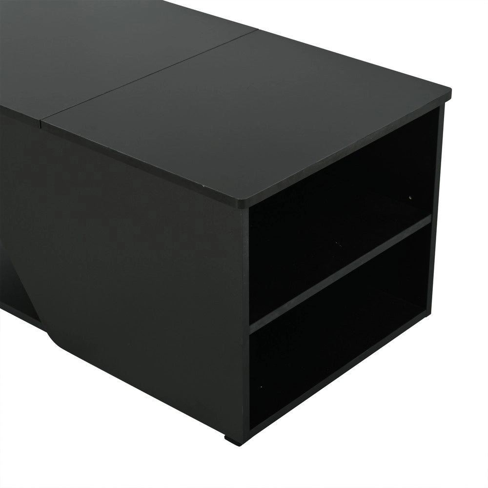 Tavolino da Salotto con LED e Vano Contenitore ¨C Xylo ¨C Nero Lucido 50x100x46