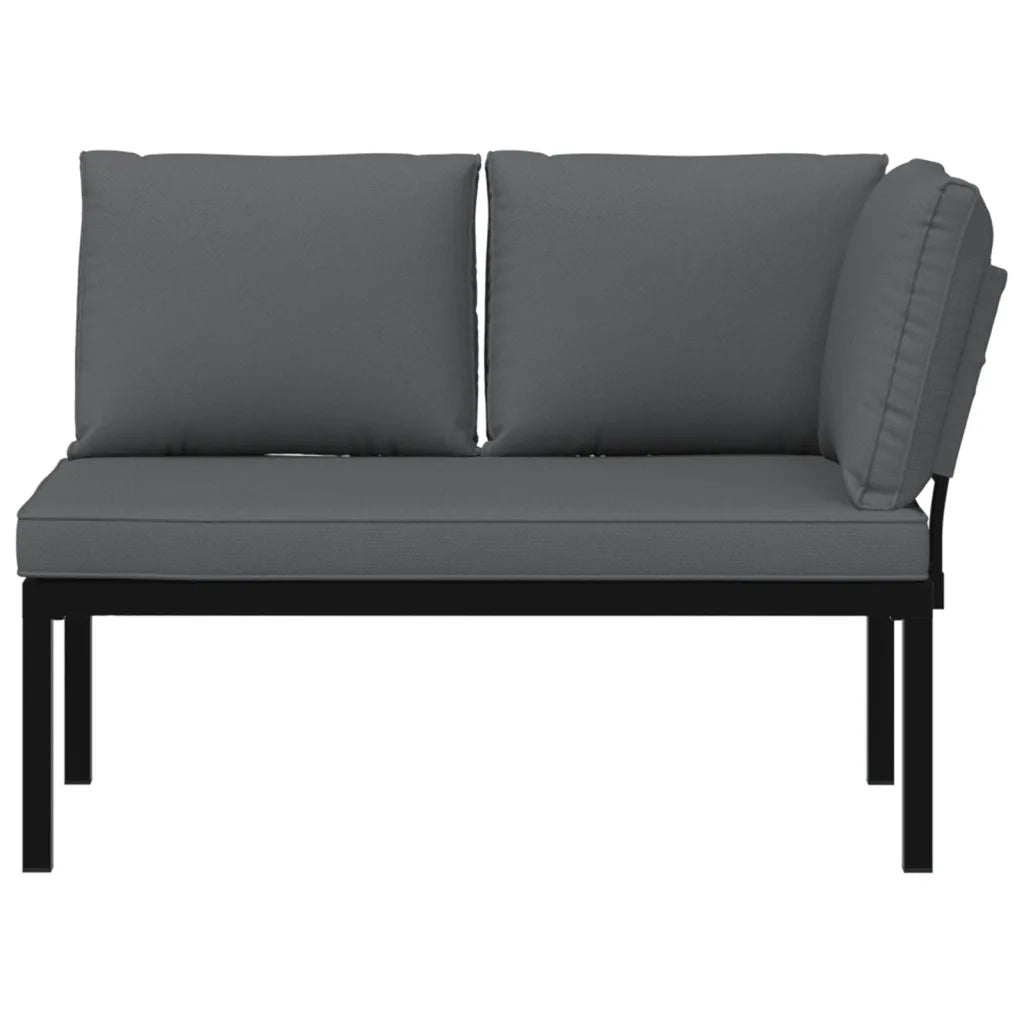 Panca da Giardino con Cuscini Nera in Alluminio 4008569