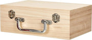 Scatola in Legno senza Interno, 25x16x9 cm, Maniglia in Metallo e Cerniere, Scatola per Fai da Te in Beige