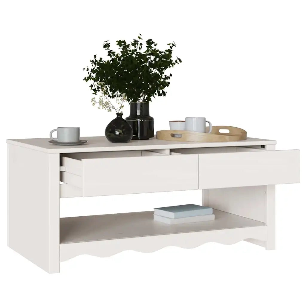 Tavolino da salotto | Tavolino da caff¨¨ | Tavolino da Soggiorno con cassetto Drammen Bianco 99 x 55 x 45 cm