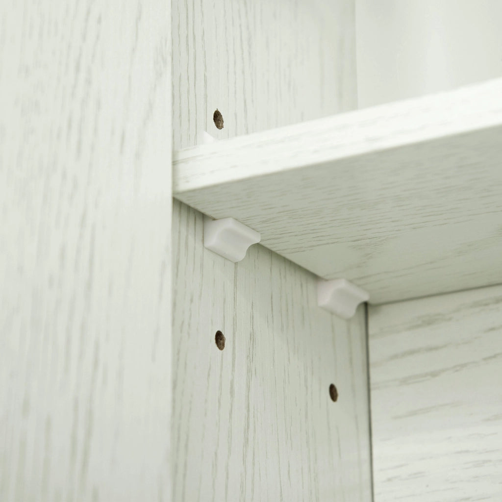 Armadietto a Specchio per Bagno con Ripiani Regolabili 3 Porte e Mensola 90x15x75 cm Bianco