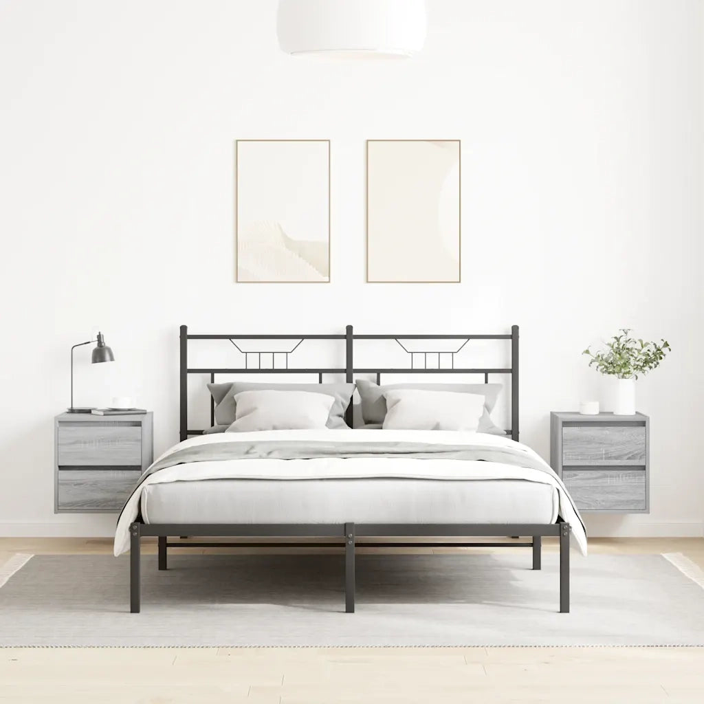 Set di 2 Comodini | Armadio da Notte | Mobiletto da notte a Muro Grigio Sonoma 38x34x40 cm