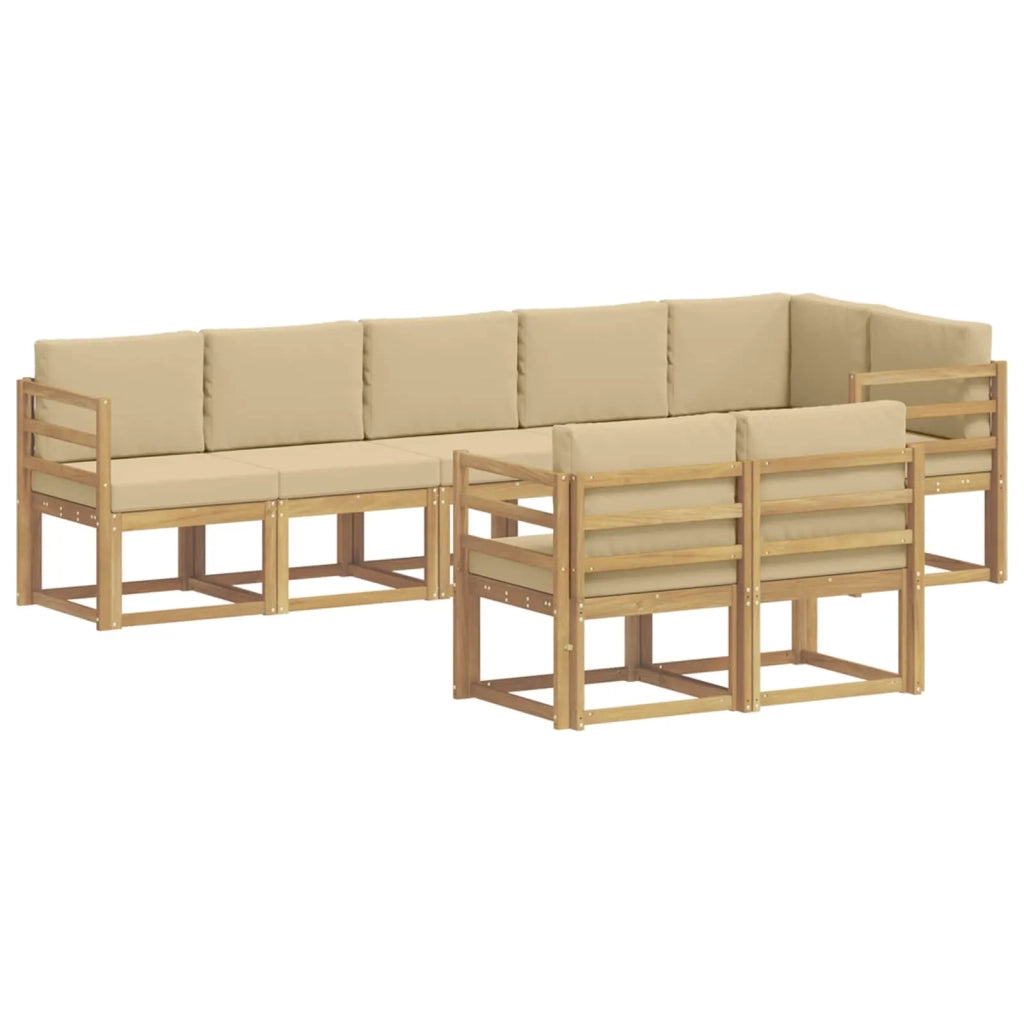 Set di divani da esterno 8 pz Bianco e Beige Poliestere 3387792