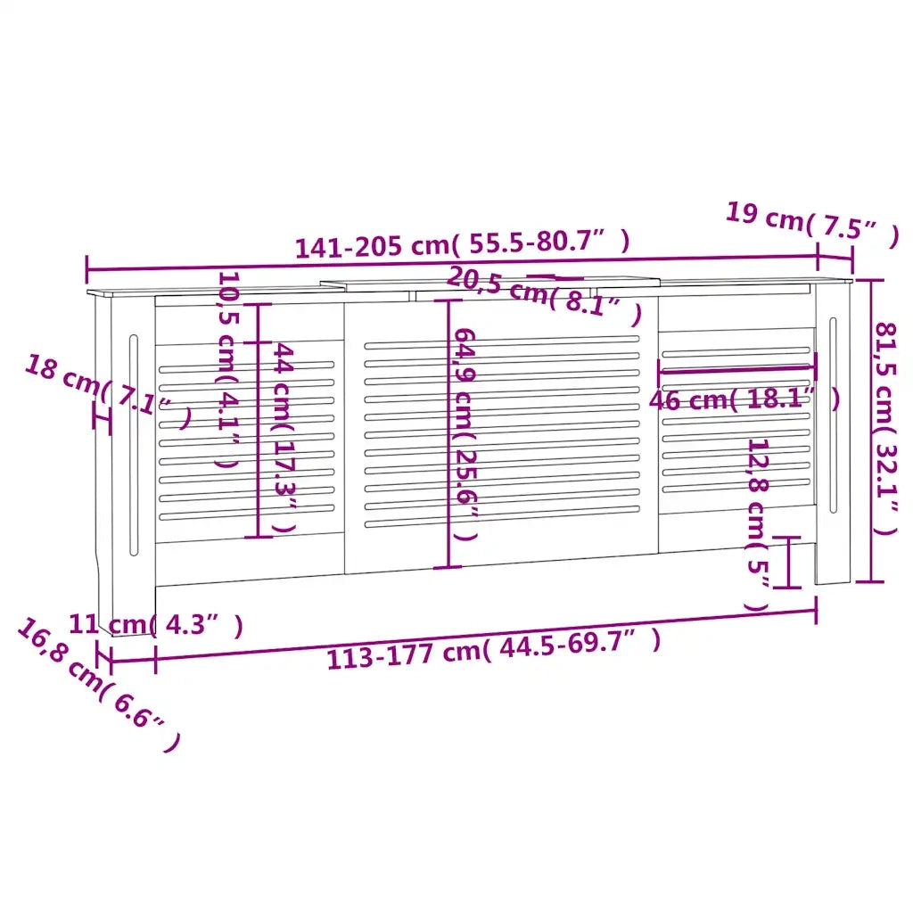 Copertura per Radiatore Bianca in MDF 205 cm CFW5679165