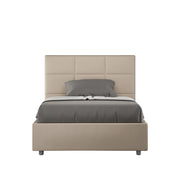BS COM Letto una piazza e mezza contenitore imbottito 130x190 similpelle tortora