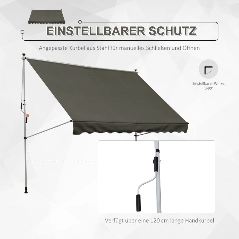 TENDA DA SOLE AUTOPORTANTE 300x150 cm Grigio in poliestere