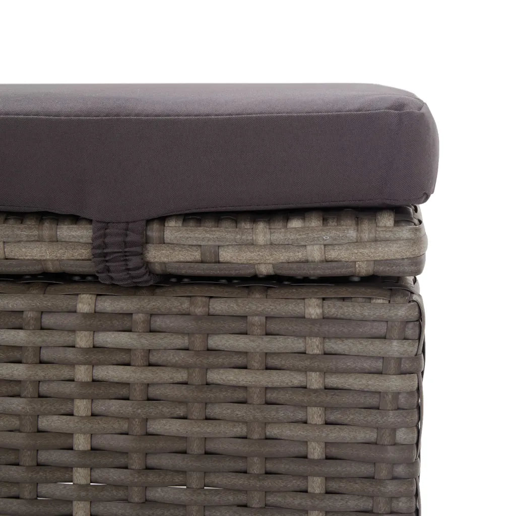Lettino Prendisole | Sdraio da giardino | Lettino da sole con Tettuccio e Cuscino in Polyrattan Grigio