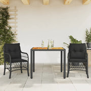 Set da Bistrò 3 pz con Cuscini Nero in Polyrattan 3212042