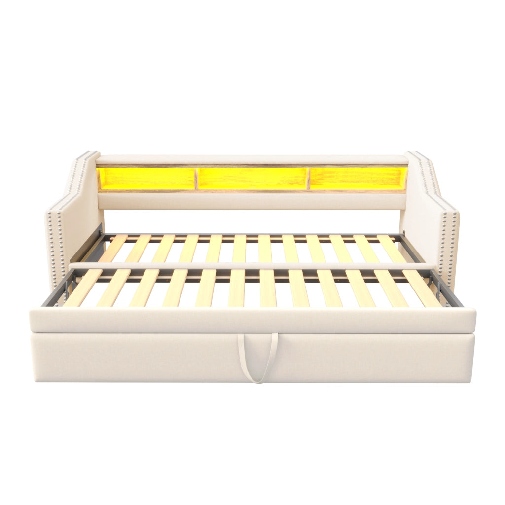 Letto divano estraibile in juta 90/180x190 cm