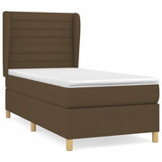 Letto singolo | Letto per adulti | Giroletto a Molle con Materasso Marrone Scuro 90x190cm Tessuto