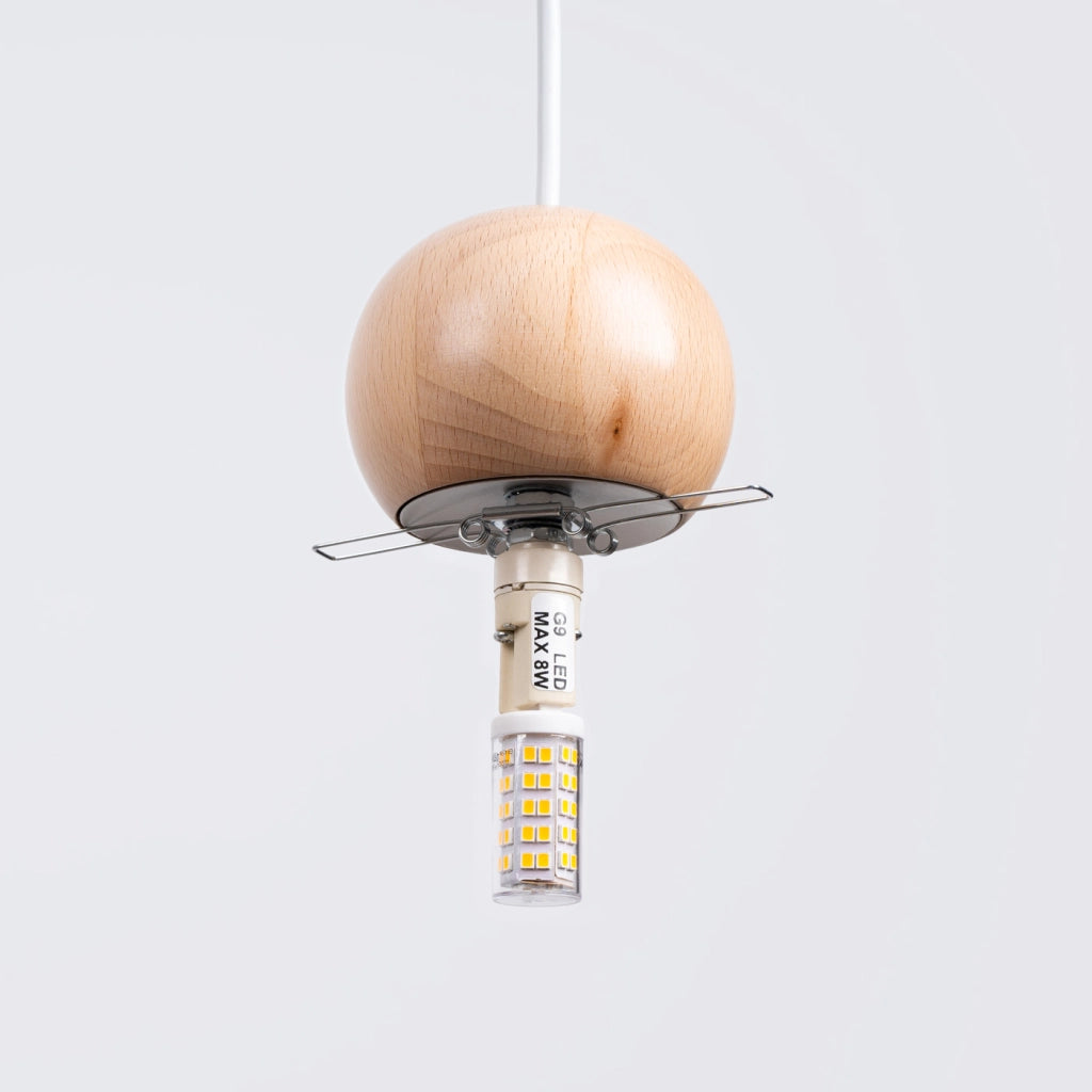 Lampada a sospensione PEKKA 1 bianco/legno naturale