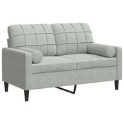 Divano | Divano da soggiorno | Sofa a 2 Posti con Cuscini Grigio Chiaro 120 cm in Velluto