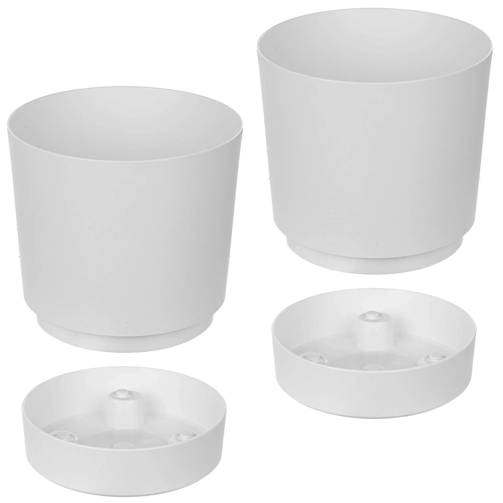 Vaso da fiori KADAX con coprivaso e sottovaso, rotondo, 20 cm, set da 2