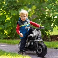 Moto Elettrica per Bambini 3-5 Anni in PP e Metallo con Rotelle, Clacson e Musica, 86x44x58 cm, Bianca e Nera
