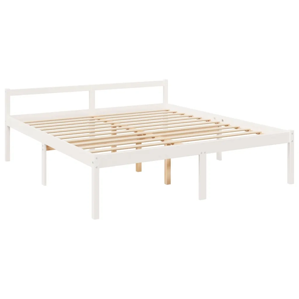 Letto per Anziani con Testiera Bianco 200x200 cm Legno Massello 3195437
