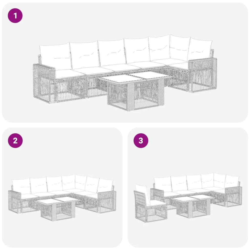 Set Divano da Giardino 7 pz 6-Numero di posti 3436792