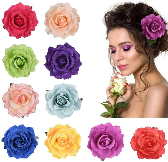 Accessori capelli con disegno di fiori - 10 pezzi - Materiale duraturo - Ideale per matrimoni/festival