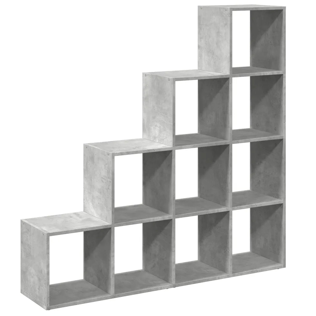 Libreria 4 Ripiani-Scaffale per Libri-Mobile di Stoccaggio Grigio Cemento 131,5x29x131,5 cm Truciolato