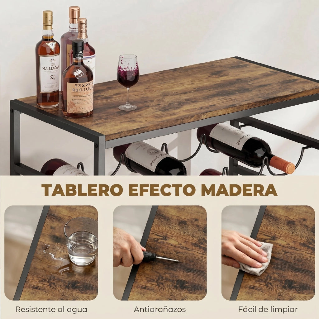 Portabottiglie 30 Bottiglie 6 Ripiani ¨C Xylo ¨C Effetto Legno Marrone Rustico 59x30x88,5cm
