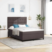 Letto a molle con materasso Marrone scuro 140 x 200 cm Tessuto
