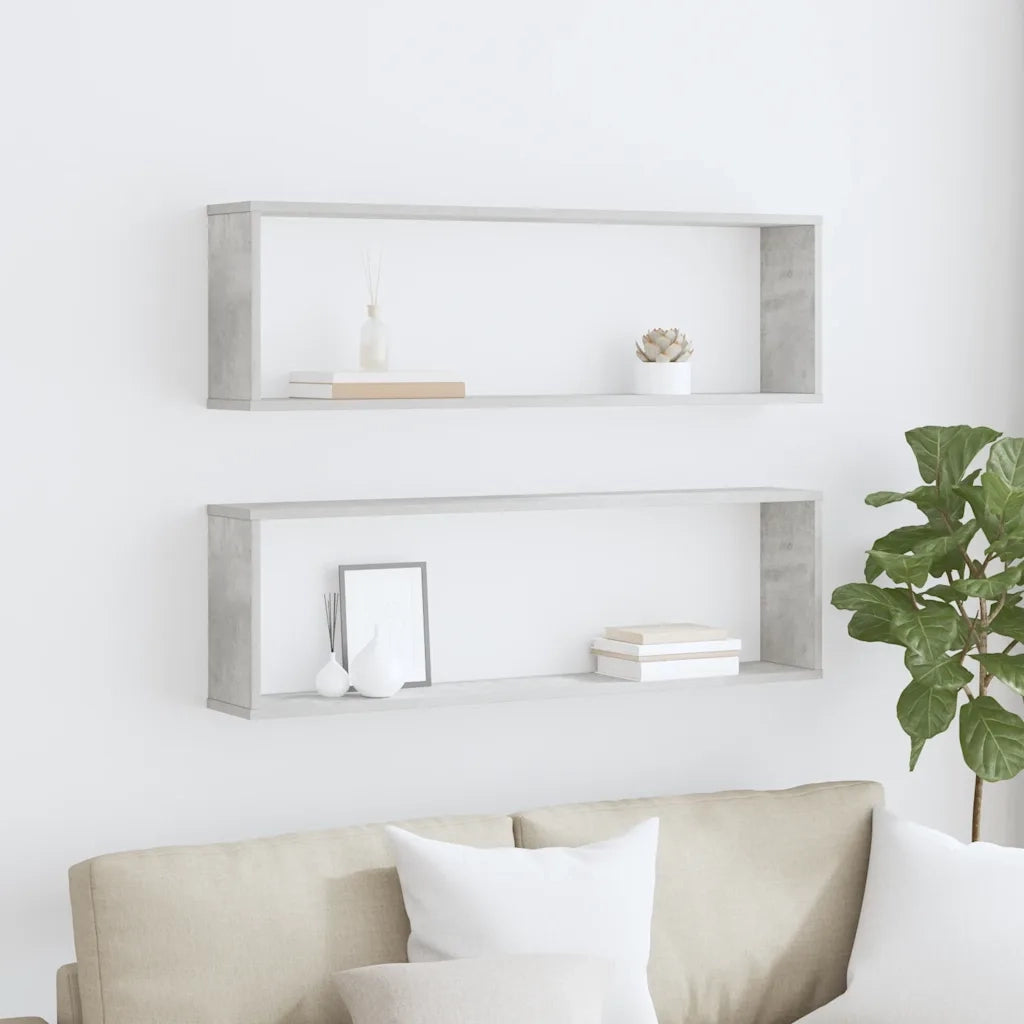 Mensole Parete Cubo 2pz Grigio Cemento 100x15x30 cm Multistrato 807091
