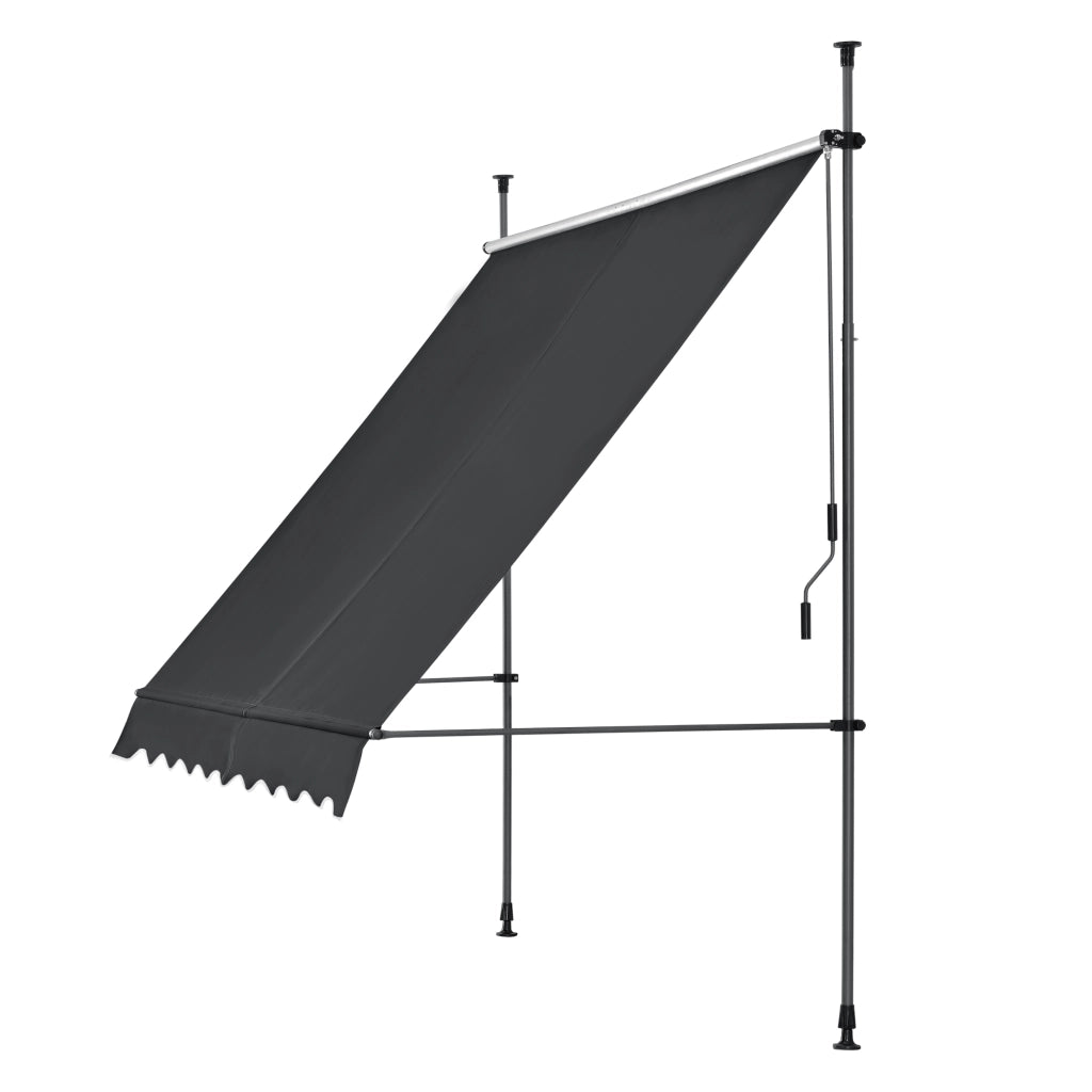 Tenda da Sole a Muro con Pali di Supporto Telescopici Parasole 350 x 120 cm (LxP) Nero pro.tec