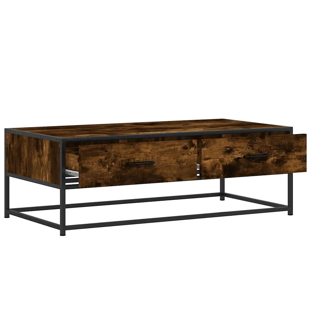 Tavolino Salotto Rovere Fumo 100x50x35 cm Multistrato e Metallo 848781