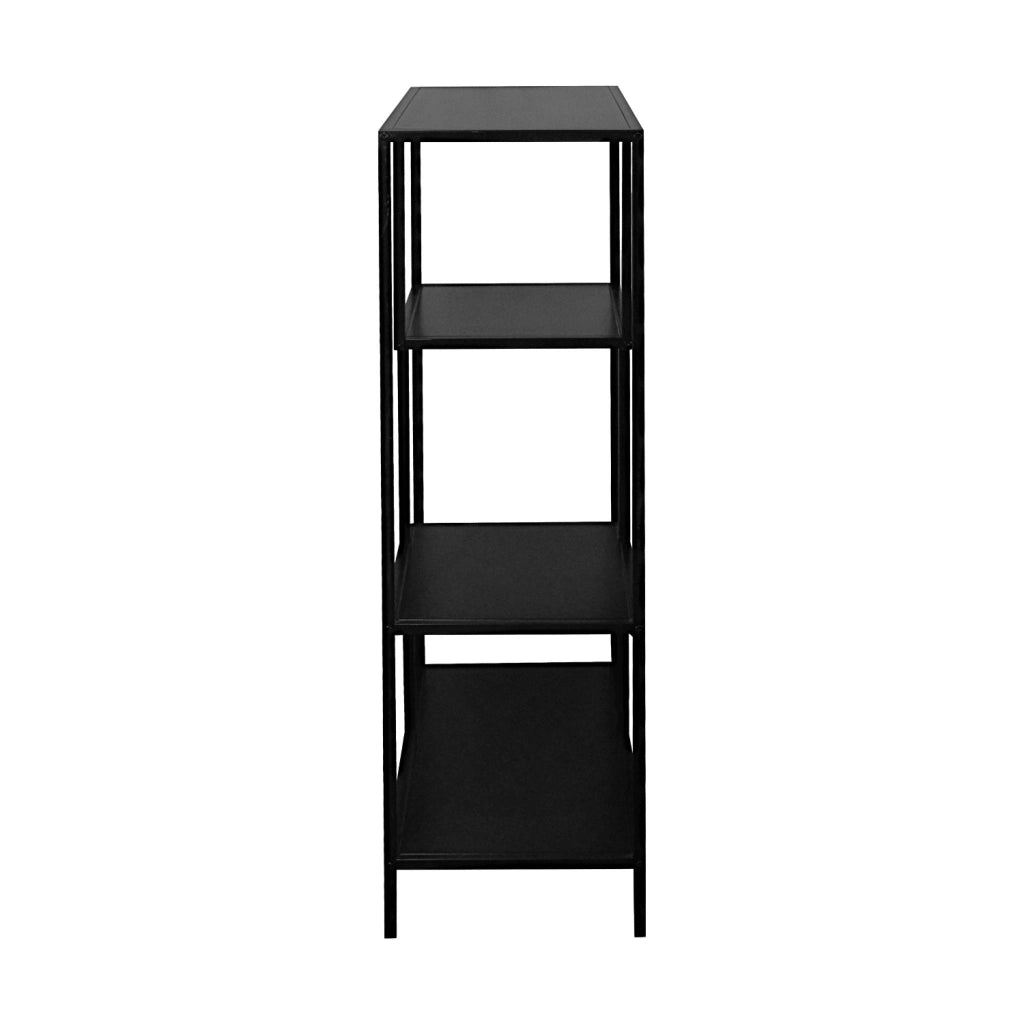Libreria asimmetrica in metallo nero con 4 ripiani, nero