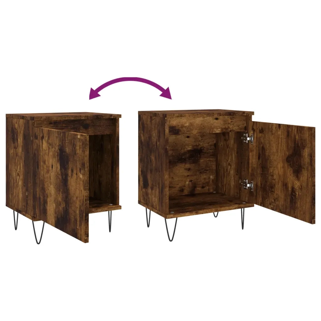 Comodino Rovere Fumo 40x30x50 cm in Legno Multistrato 826838