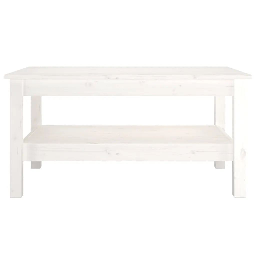 Tavolino da Salotto Bianco 80x50x40 cm Legno Massello di Pino 814285