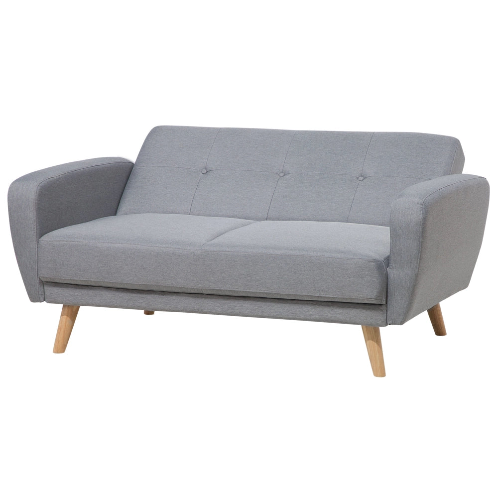 Divano Letto Rivestito In Tessuto Grigio Con Gambe In Legno Trasformabili A 2 Posti Soggiorno Moderno E Minimalista