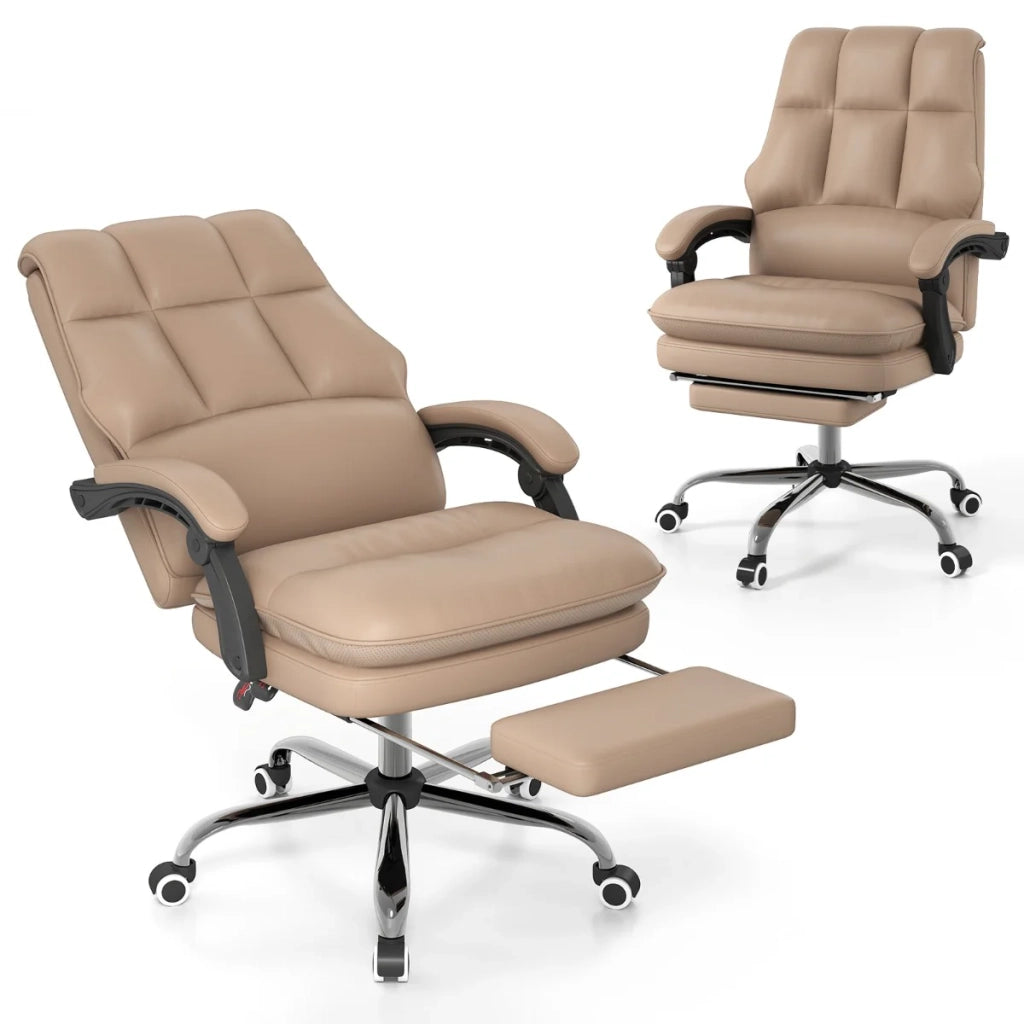 Sedia da ufficio ergonomica 65 x 70 x 107-114 cm schienale reclinabile a 155° movimenti fluidi stile moderno pelle PU color caffè 20_0011099