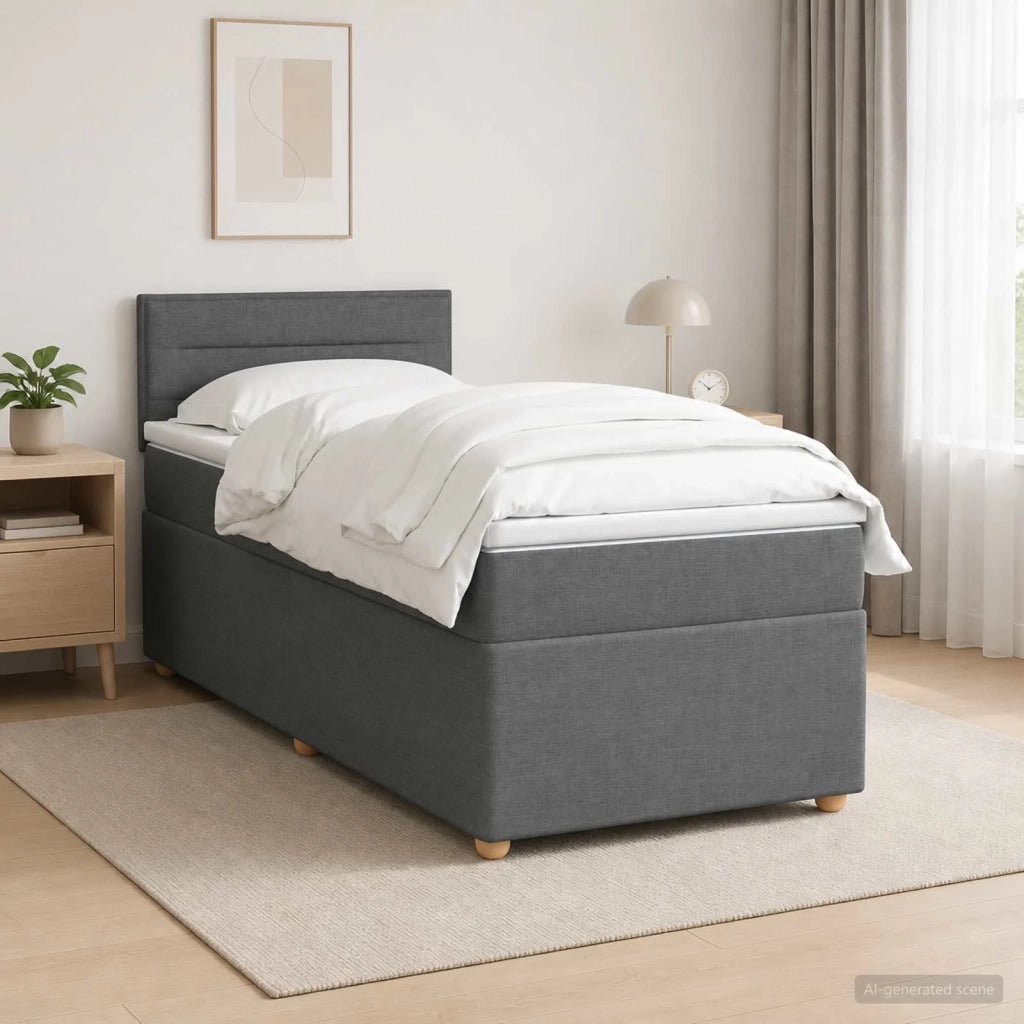 Letto box spring con materasso Grigio Scuro 80 x 200 cm Tessuto 3452283