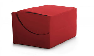 Letto pieghevole Amorina, Pouf trasformabile in letto matrimoniale, 100% Made in Italy, Pouf trasformabile in una chaise longue in ecopelle, cm 100x200h70, Rosso