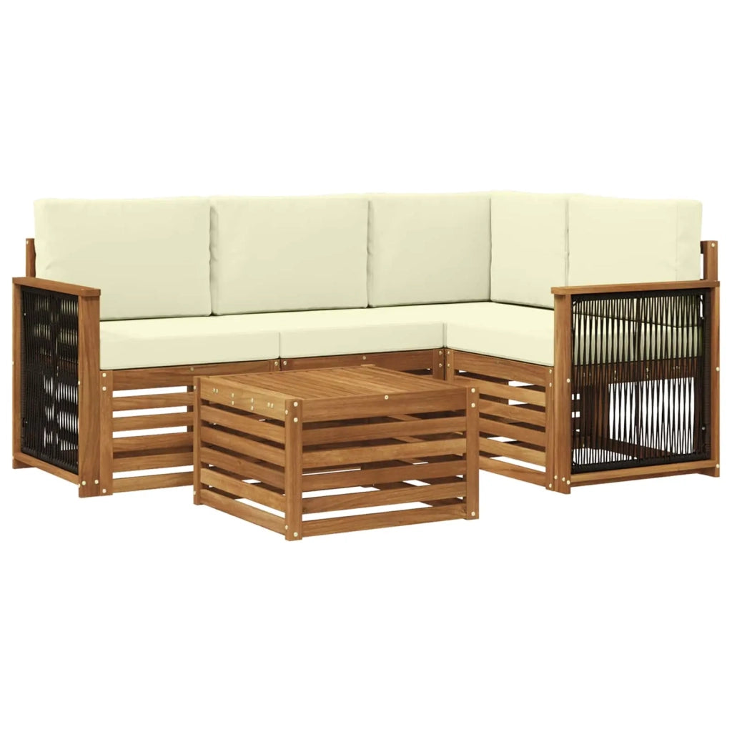 Set di divani da esterno 5 pcs Naturale e Crema 59 x 59 x 37 cm 3384321