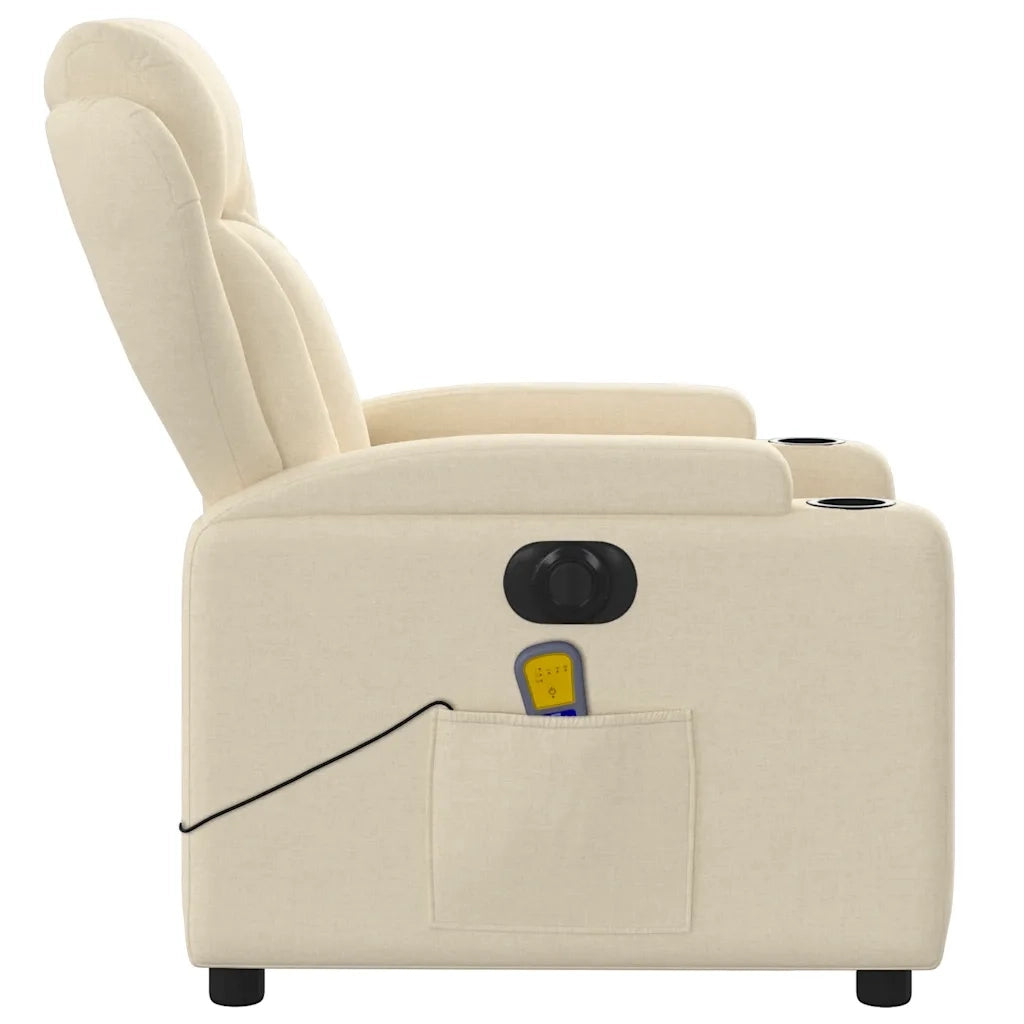 Poltrona Reclinabile Massaggiante Elettrica Crema in Tessuto 3204479