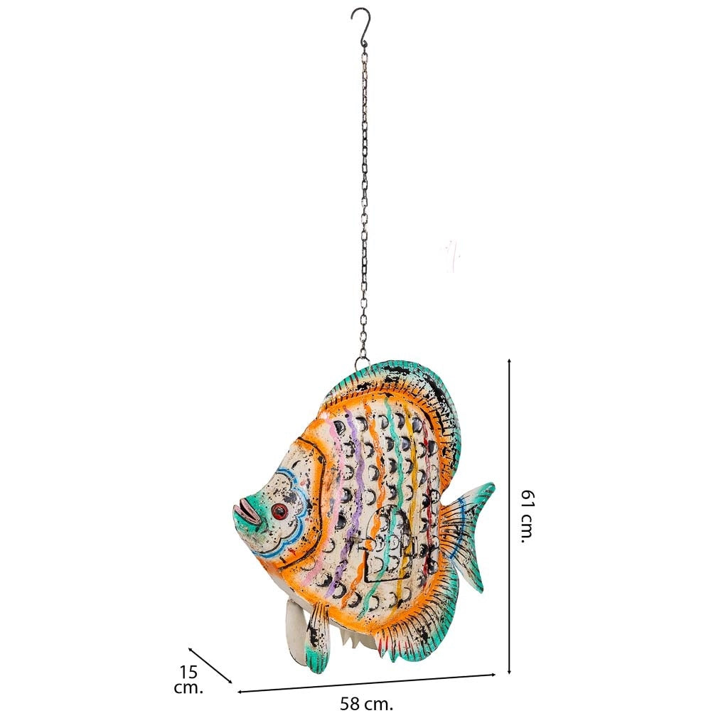Figura di pesce in metallo multicolore, 58x15x61h cm