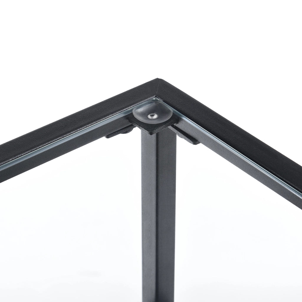 Tavolino da Divano (AxLaxP): 55 x 45 x 45 cm Tavolino Basso da Salotto/Soggiorno/Camera da Letto - Ripiani di Vetro Temperato e Telaio Nero in Acciaio