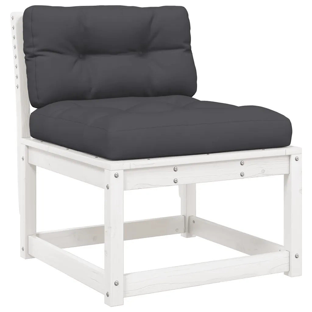 Set Salotto Giardino 4pz con Cuscini Bianco Legno Massello Pino