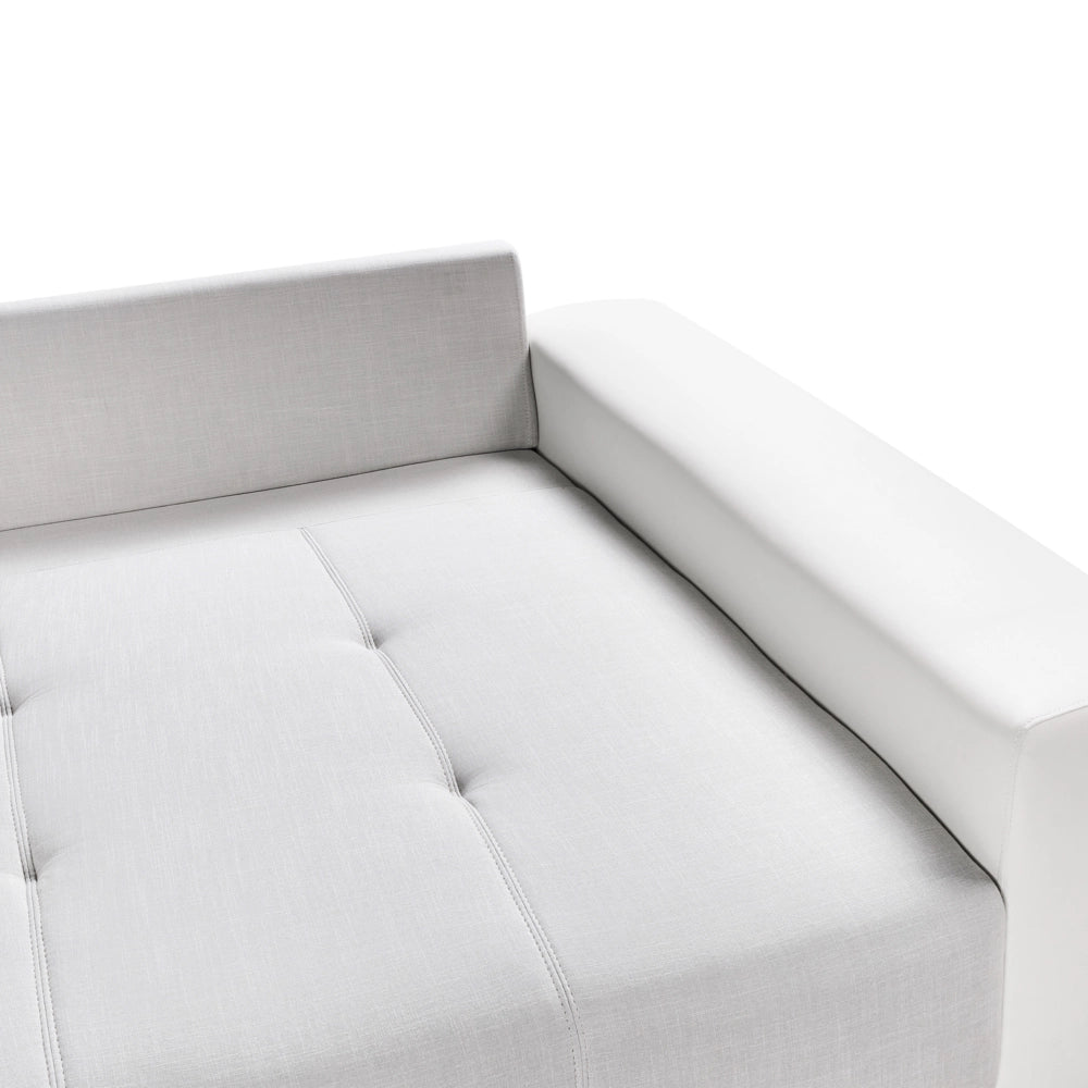Divano con 8 cuscini grigio chiaro con rivestimento in tessuto crema 4 posti cuscino schienale
