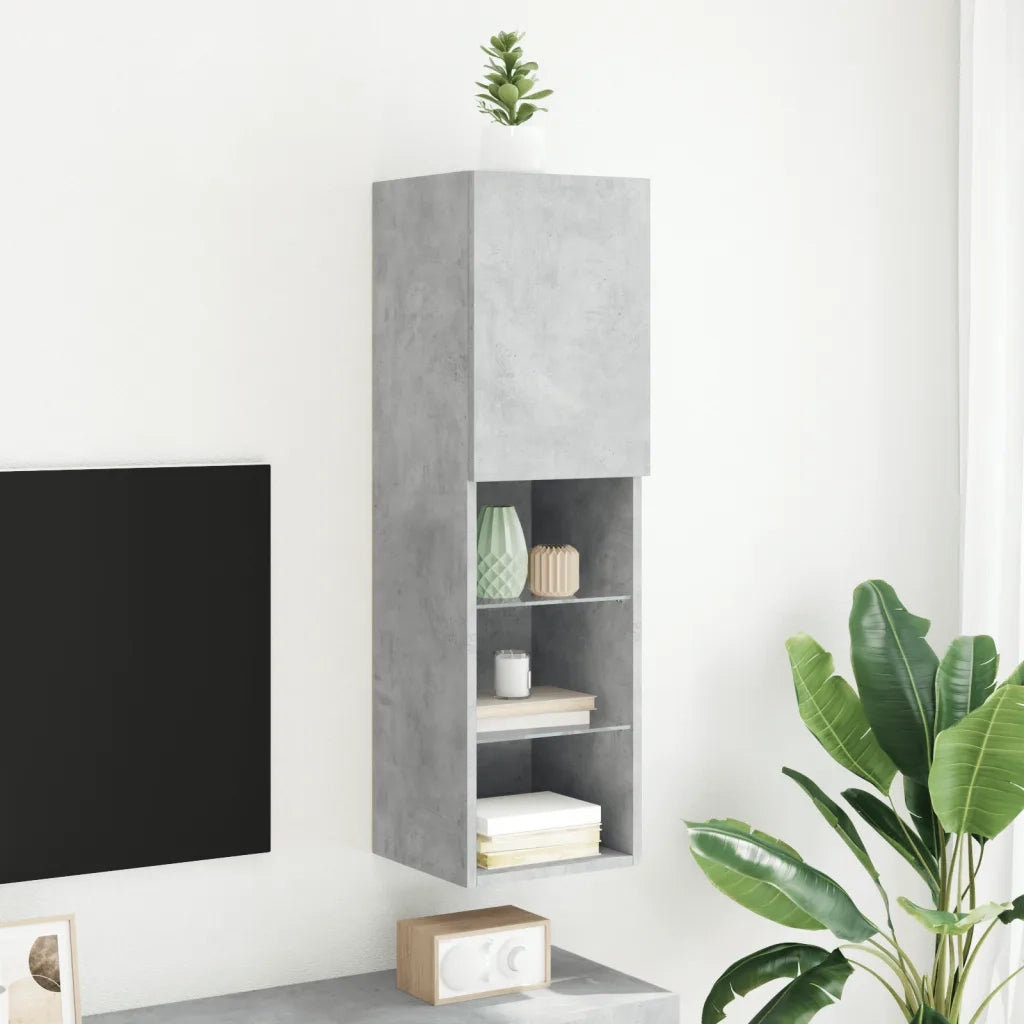 Mobile TV con Luci LED Grigio Cemento 30,5x30x102 cm 837021