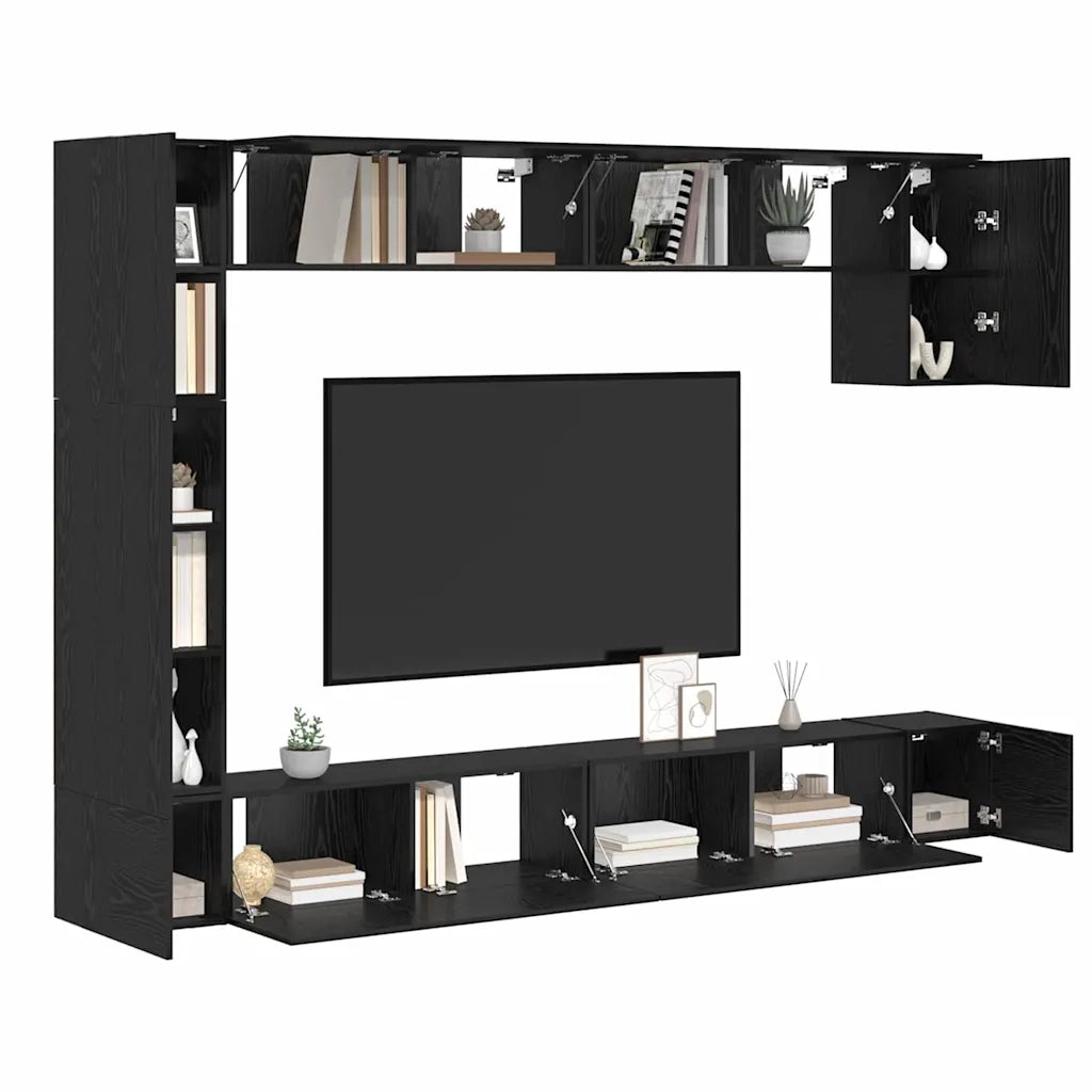 Set mobile TV 9 pcs Rovere Nero Legno multistrato 3393427